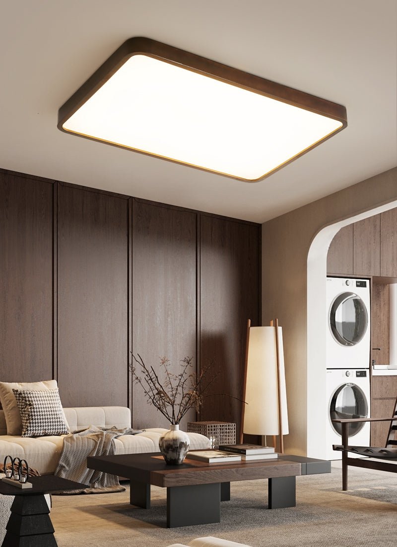 Lira Rectangular LED Ceiling Light in Walnut Wood for Modern Interiors