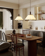 Lirenne Pleat Fabric Pendant Light with Walnut Wood Accent