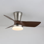 Lirien Flush Mount Ceiling Fan with LED Light in Walnut and Nickel