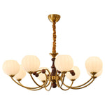 Livia Six-Light Modern Globe Chandelier in Walnut and Gold