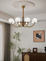 Livia Six-Light Modern Globe Chandelier in Walnut and Gold