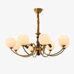 Livia Six-Light Modern Globe Chandelier in Walnut and Gold