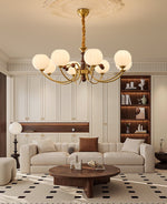 Livia Six-Light Modern Globe Chandelier in Walnut and Gold