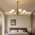 Livia Six-Light Modern Globe Chandelier in Walnut and Gold