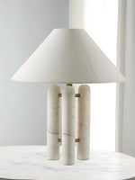 Lloyd Sculptural Marble Table Lamp with Silk Shade