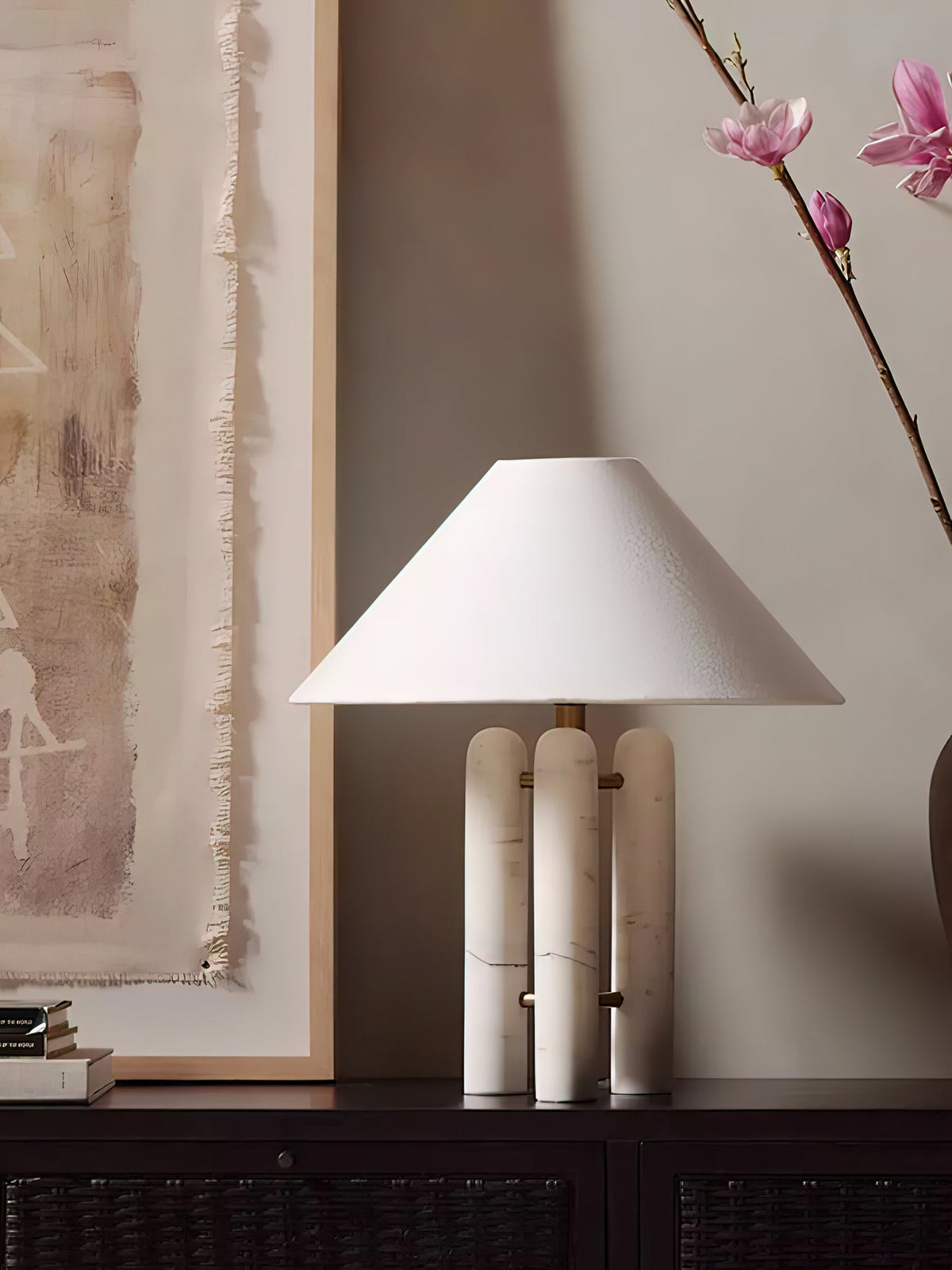 Lloyd Sculptural Marble Table Lamp with Silk Shade