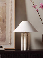Lloyd Sculptural Marble Table Lamp with Silk Shade