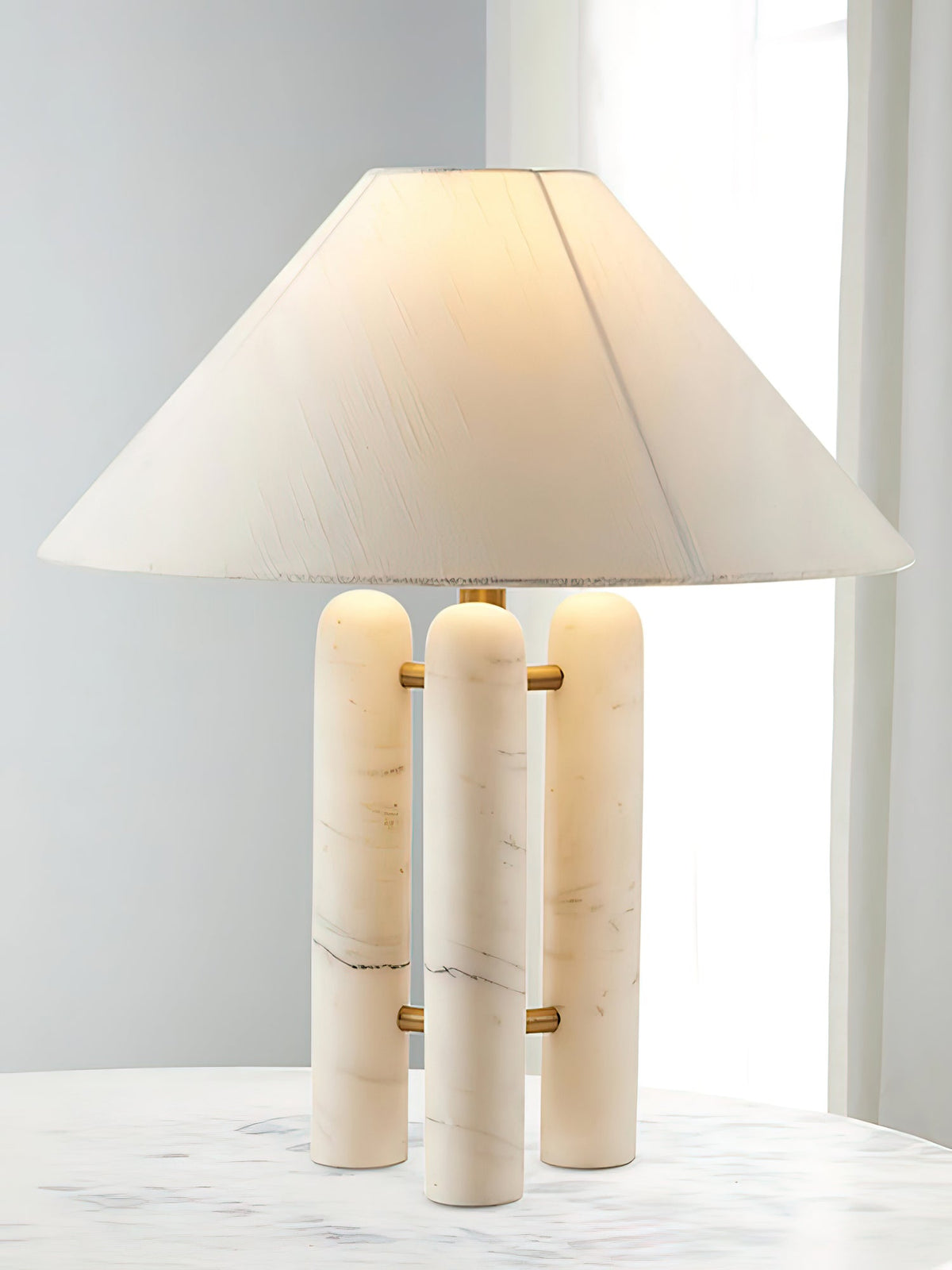Lloyd Sculptural Marble Table Lamp with Silk Shade