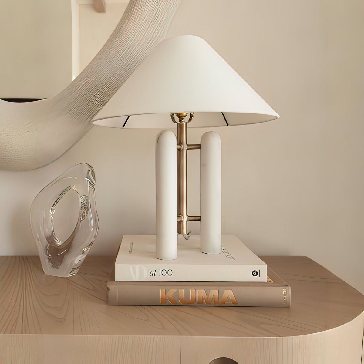 Lloyd Sculptural Marble Table Lamp with Silk Shade