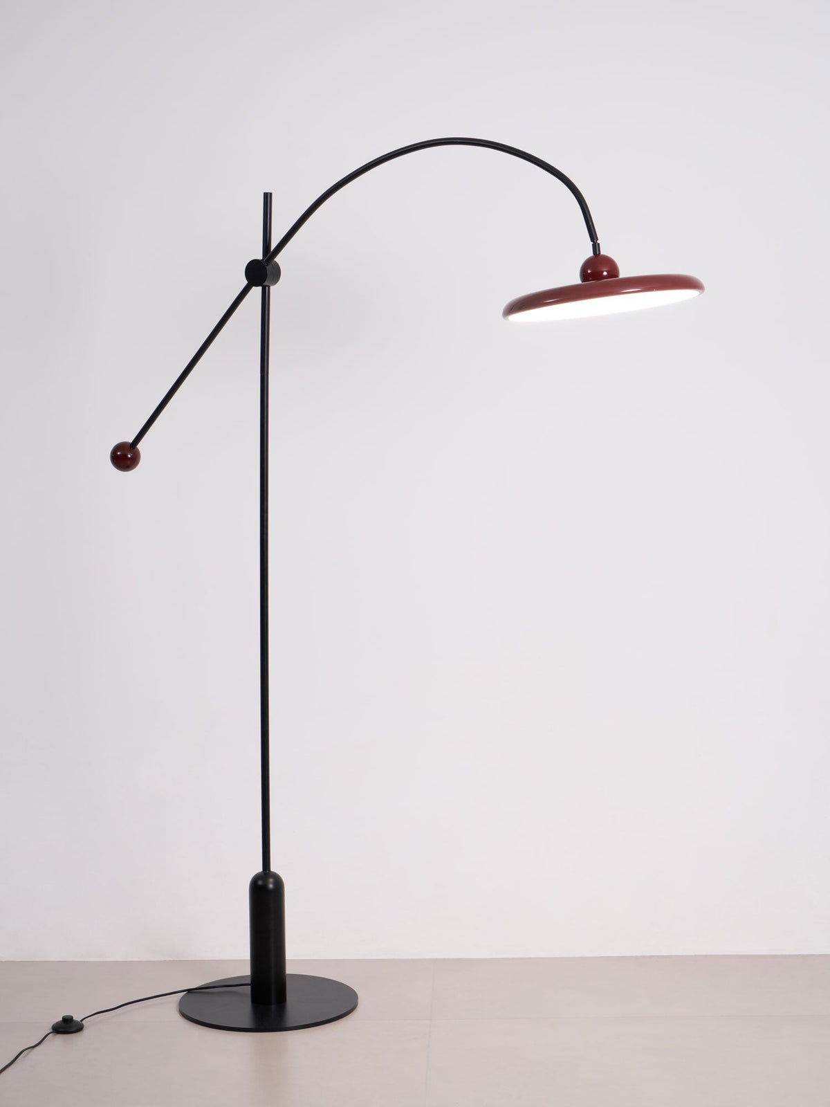 Lola Floor Lamp – Sculptural Modern LED Floor Lamp with Asymmetrical Red Shade
