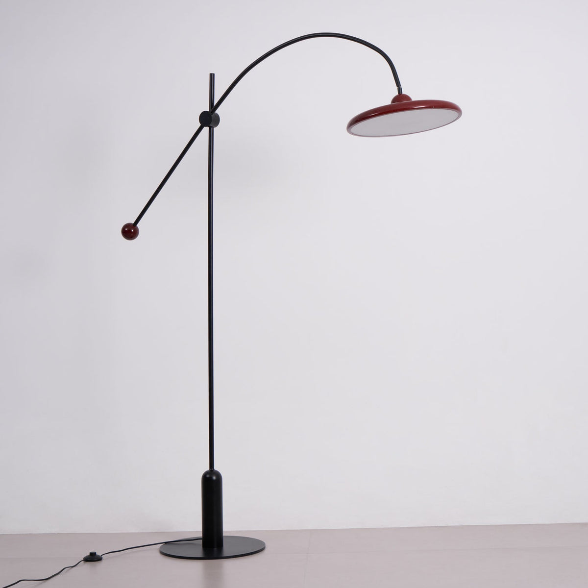 Lola Floor Lamp – Sculptural Modern LED Floor Lamp with Asymmetrical Red Shade