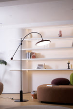 Lola Floor Lamp – Sculptural Modern LED Floor Lamp with Asymmetrical Red Shade