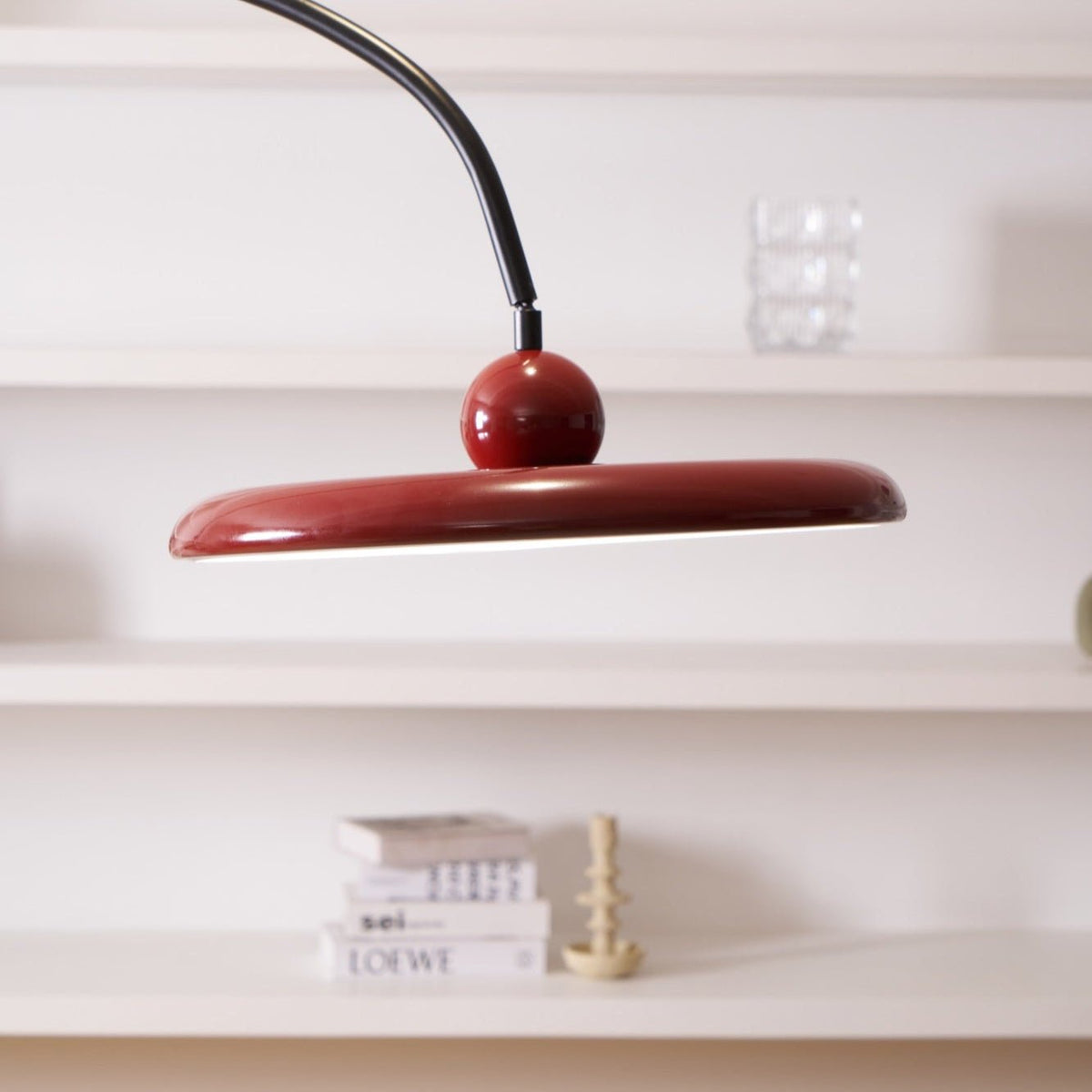 Lola Floor Lamp – Sculptural Modern LED Floor Lamp with Asymmetrical Red Shade
