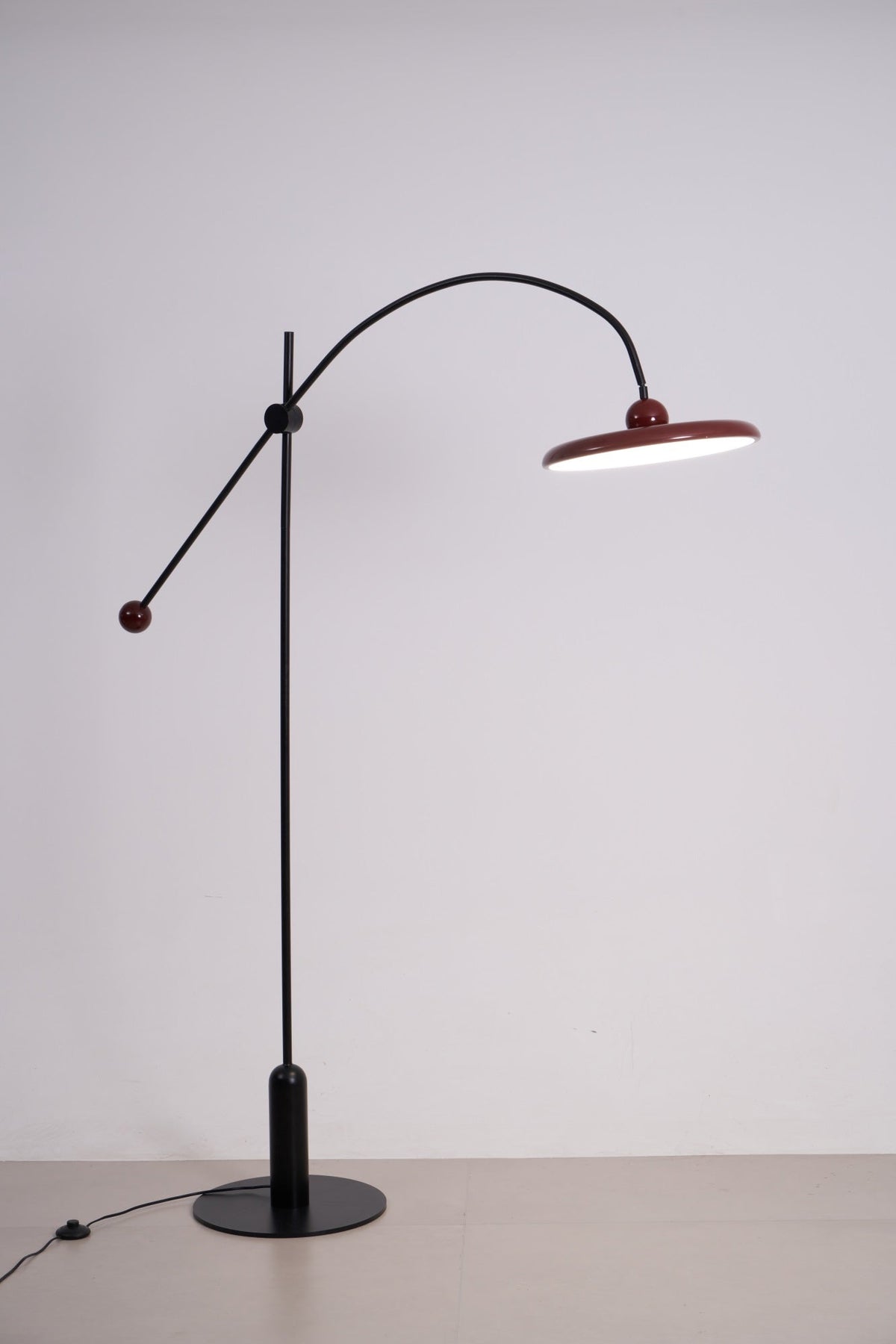 Lola Floor Lamp – Sculptural Modern LED Floor Lamp with Asymmetrical Red Shade