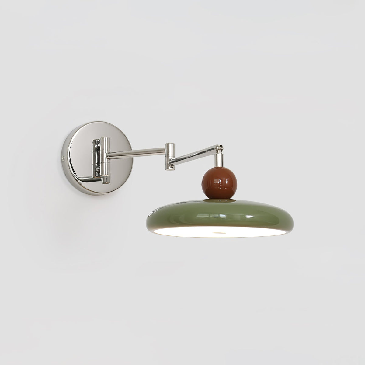 Lola Swing Arm Wall Sconce in Chrome or Green with Beige Shade
