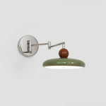 Lola Swing Arm Wall Sconce in Chrome or Green with Beige Shade