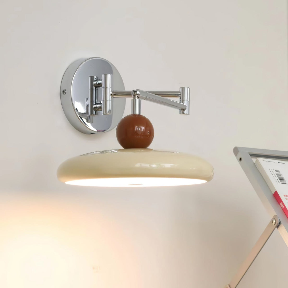 Lola Swing Arm Wall Sconce in Chrome or Green with Beige Shade