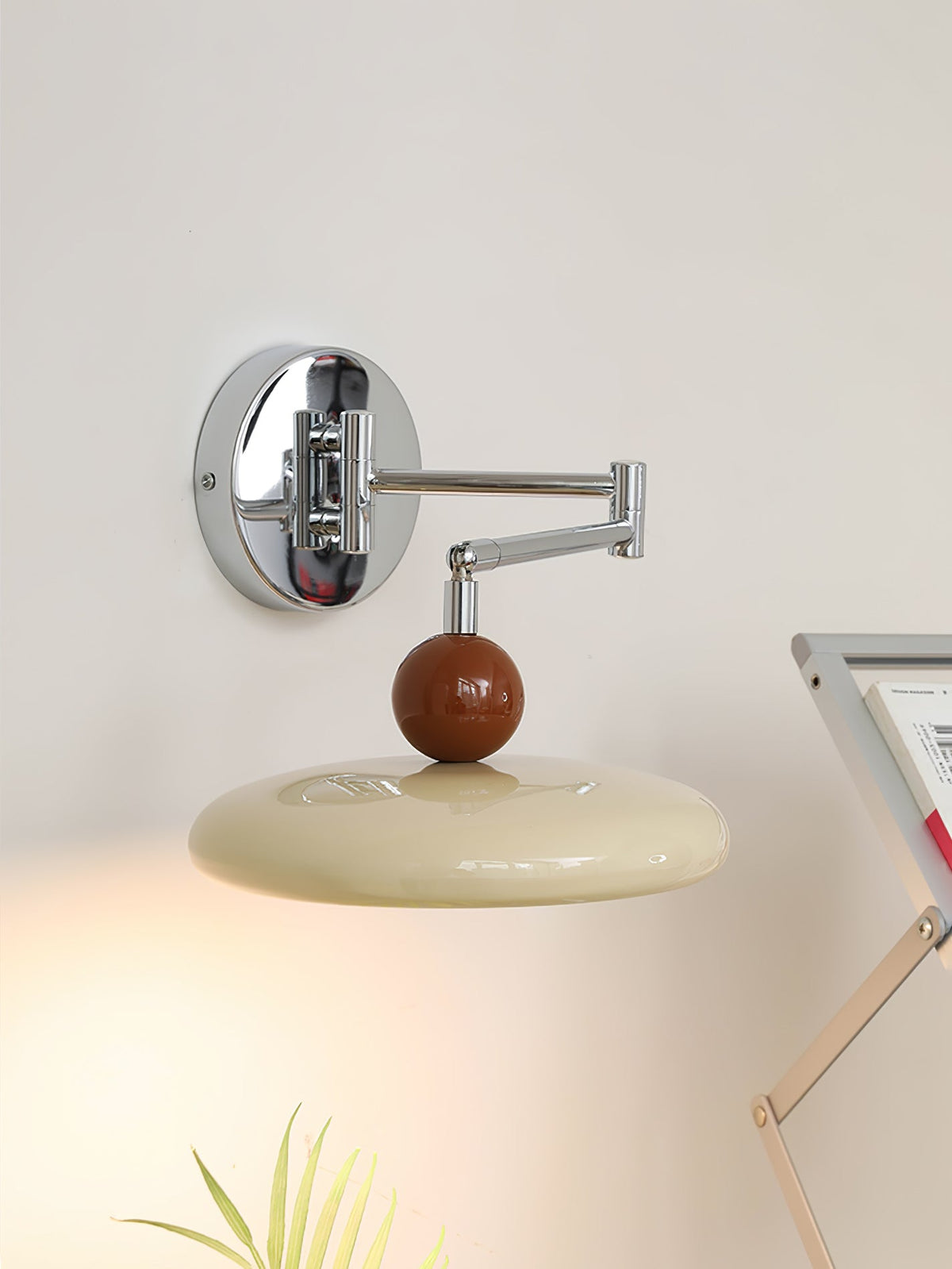 Lola Swing Arm Wall Sconce in Chrome or Green with Beige Shade