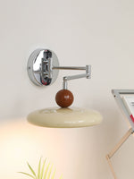 Lola Swing Arm Wall Sconce in Chrome or Green with Beige Shade