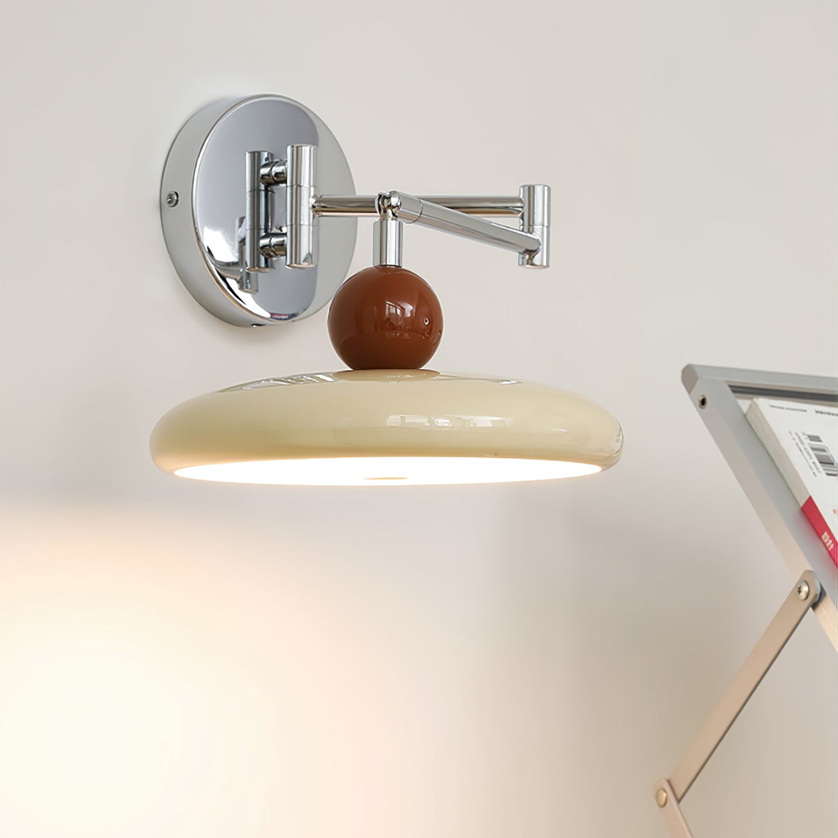 Lola Swing Arm Wall Sconce in Chrome or Green with Beige Shade