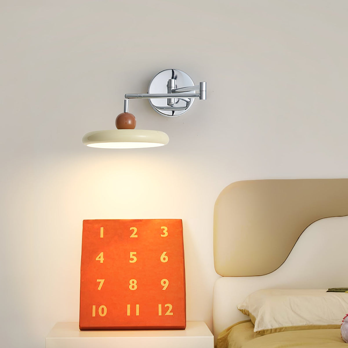 Lola Swing Arm Wall Sconce in Chrome or Green with Beige Shade