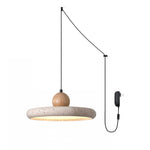 Lola Travertine Swag Pendant Light – Natural Stone & Wood LED Pendant