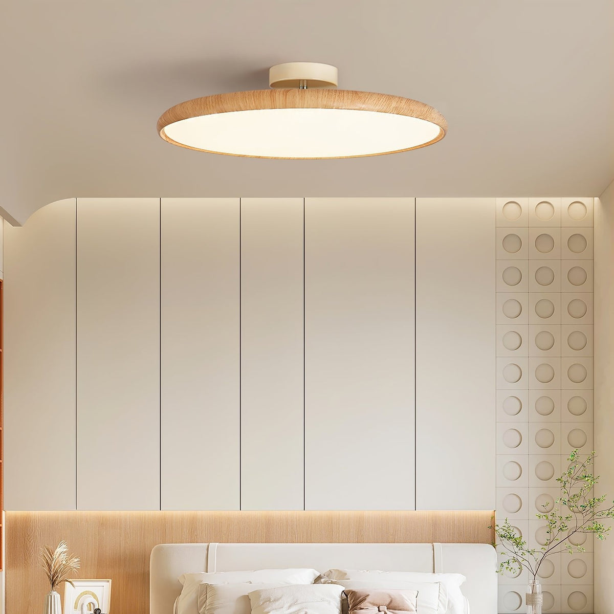 Lola Wood Grain Adjustable Ceiling Light – Modern LED Flush Mount