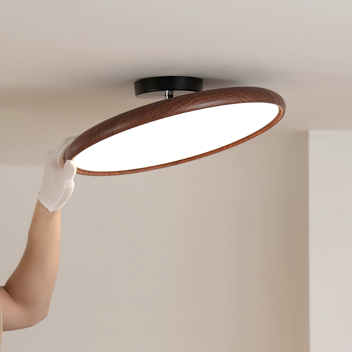Lola Wood Grain Adjustable Ceiling Light – Modern LED Flush Mount
