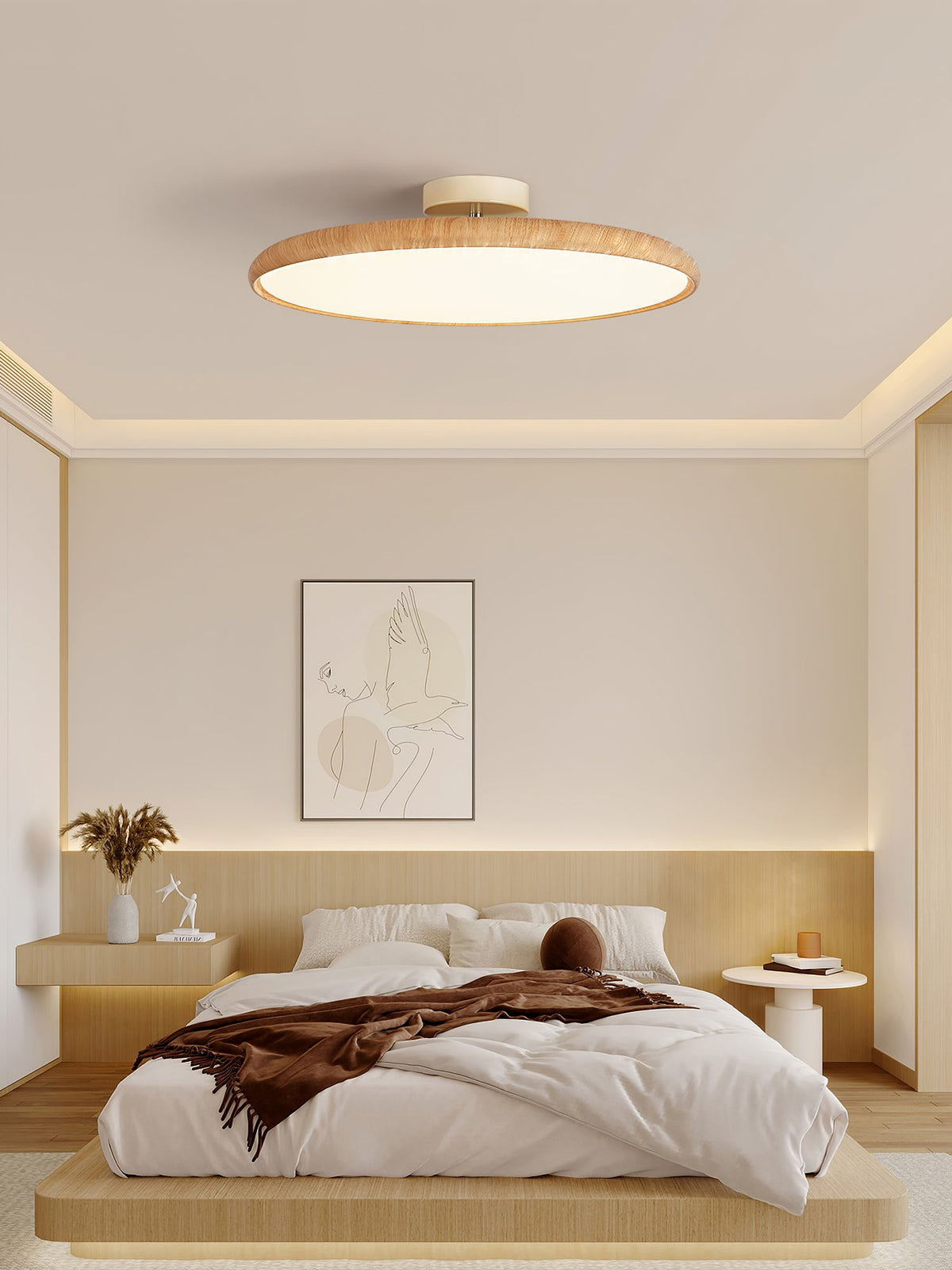 Lola Wood Grain Adjustable Ceiling Light – Modern LED Flush Mount