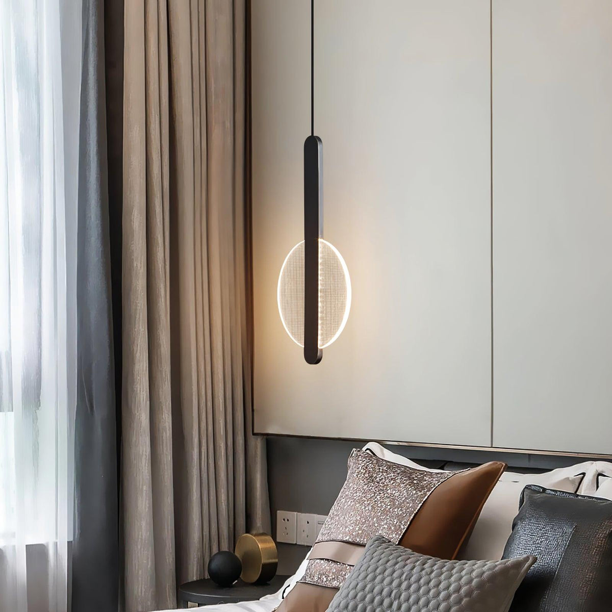 Loomis Modern Brass LED Pendant Light for Dining Room and Living Space