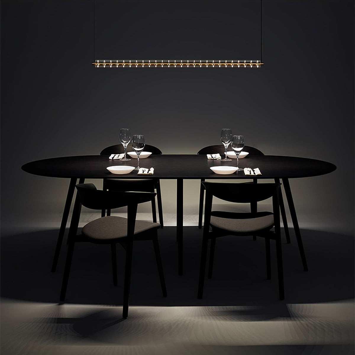 Loop Pendant Light – Modern Linear LED Chandelier in Gold or Black