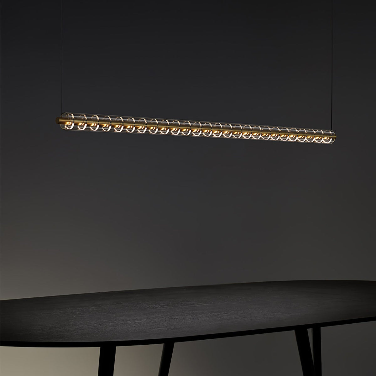 Loop Pendant Light – Modern Linear LED Chandelier in Gold or Black
