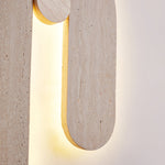 Loop U Wall Sconce in Yellow Travertine with Wood Accent