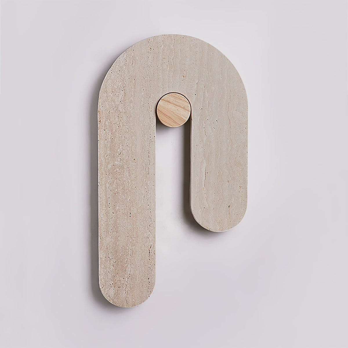 Loop U Wall Sconce in Yellow Travertine with Wood Accent