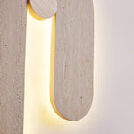 Loop U Wall Sconce in Yellow Travertine with Wood Accent