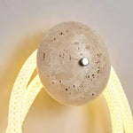 Loop Wall Sconce in Natural Travertine with Braided LED Light