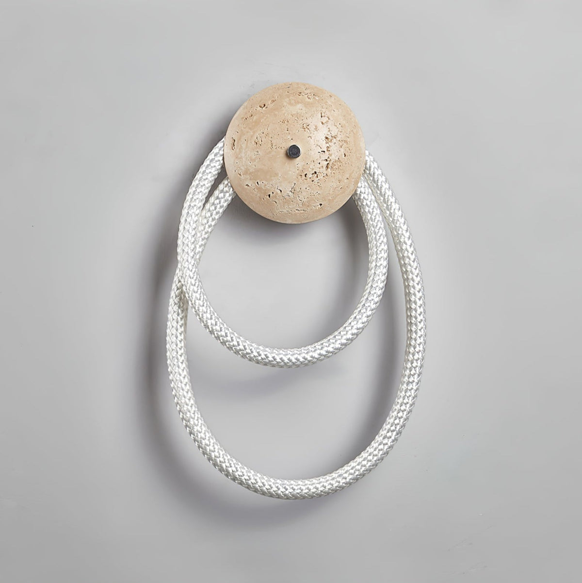 Loop Wall Sconce in Natural Travertine with Braided LED Light