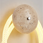 Loop Wall Sconce in Natural Travertine with Braided LED Light