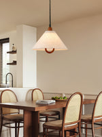 Loopeds Conical Fabric Pendant Light with Walnut Accents