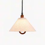 Loopeds Conical Fabric Pendant Light with Walnut Accents