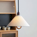 Loopeds Conical Fabric Pendant Light with Walnut Accents