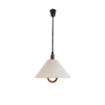 Loopeds Conical Fabric Pendant Light with Walnut Accents