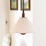 Loopeds Conical Fabric Pendant Light with Walnut Accents