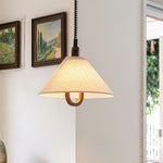 Loopeds Conical Fabric Pendant Light with Walnut Accents