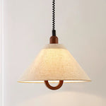 Loopeds Conical Fabric Pendant Light with Walnut Accents