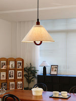 Loopeds Conical Fabric Pendant Light with Walnut Accents
