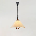 Loopeds Conical Fabric Pendant Light with Walnut Accents