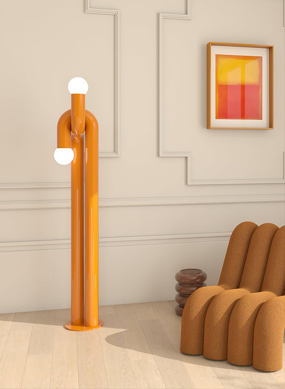 Loopi Modern Arc Floor Lamp with Twin Globe Shades