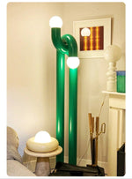 Loopi Modern Arc Floor Lamp with Twin Globe Shades