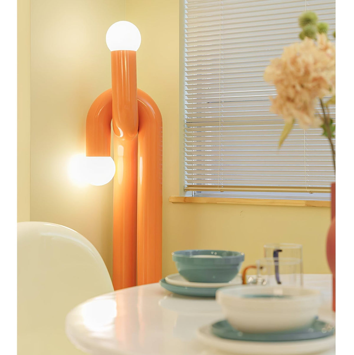 Loopi Modern Arc Floor Lamp with Twin Globe Shades